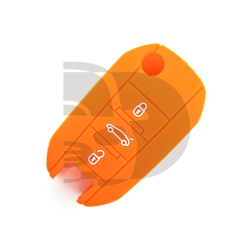 FUNDA MANDO PEUGEOT NARANJA 3 BOTONES