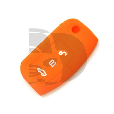 FUNDA MANDO PLEG. FORD NARANJA 3 BOTONES