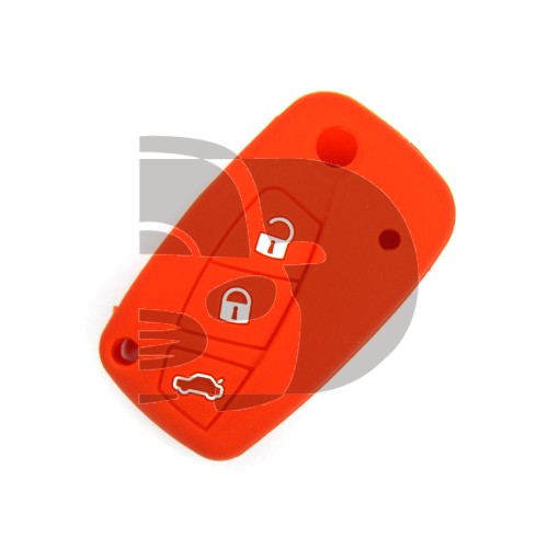FUNDA MANDO FIAT/PSA ROJO 3 BOTONES