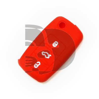 ETUI TELECOMMANDE VW-SEAT-SKODA ROUGE 3 BOUTONS