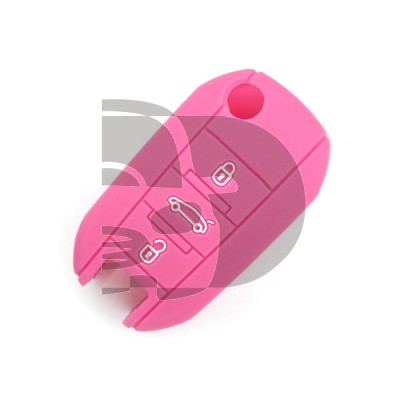 FUNDA MANDO PEUGEOT ROSA 3 BOTONES