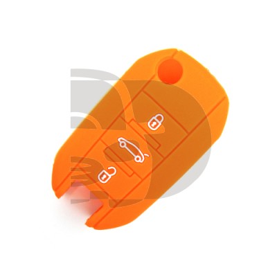 FUNDA MANDO PEUGEOT NARANJA 3 BOTONES