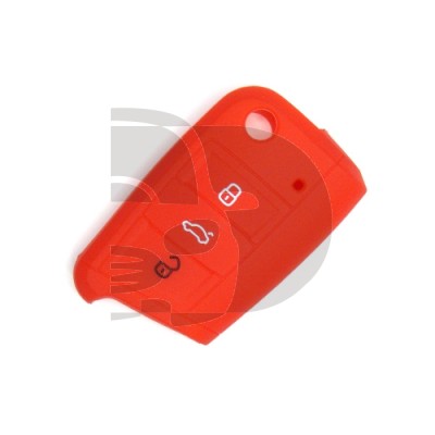 FUNDA MANDO VW-SEAT-SKODA ROJO 3 BOTONES